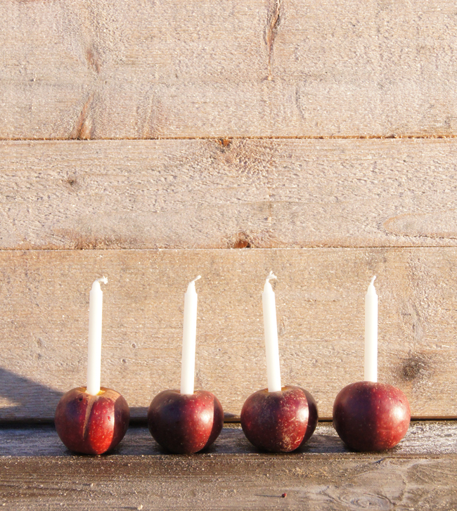 Mini Piccolini | Make red apple candle holders for a truly Scandinavian Christmas